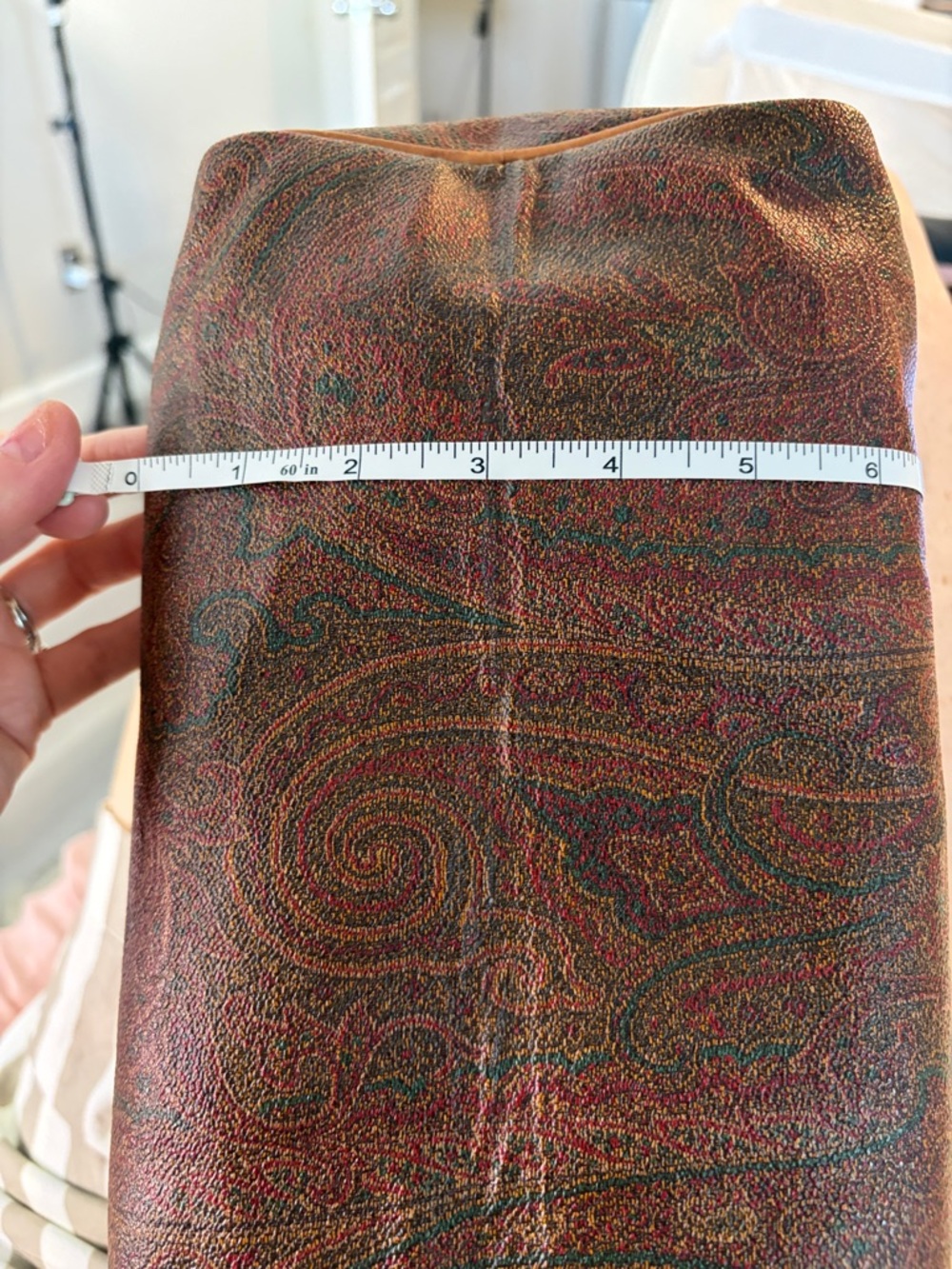 💼ETRO Paisley Print Bordeaux Boston Bag Vintage 1994 Made in Italy🇮🇹 - Picture 13 of 16